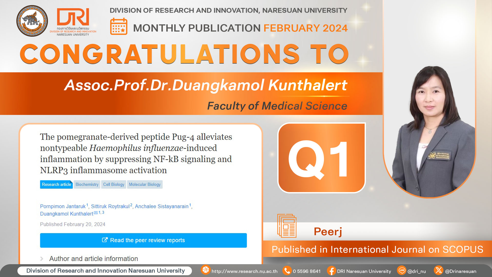 Congratulations to Assoc.Prof.Dr.Duangkamol Kunthalert